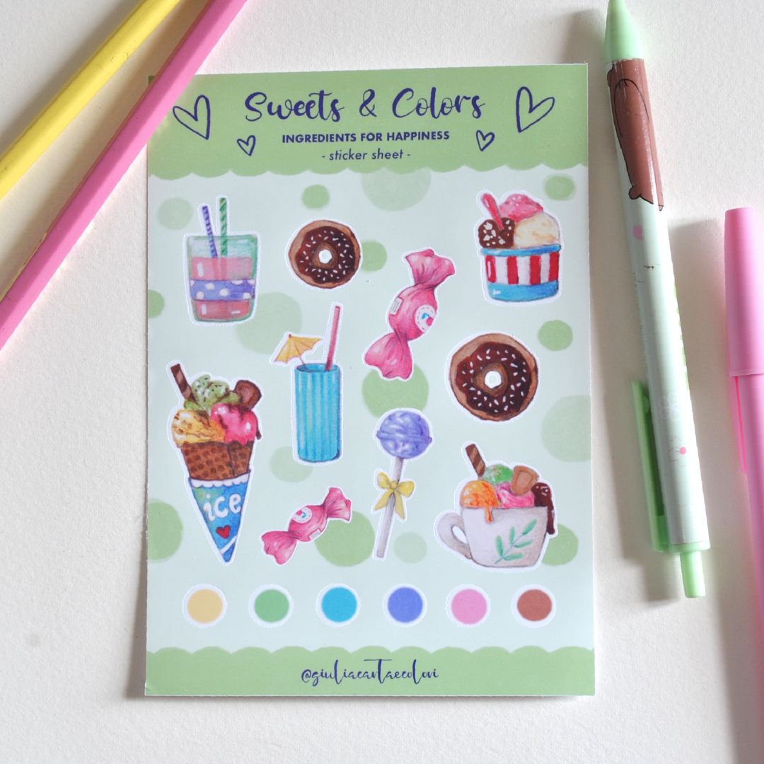 Stickers illustrati tema dolci