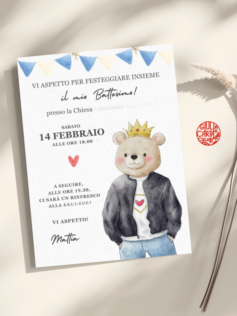 Invito illustrato per battesimo